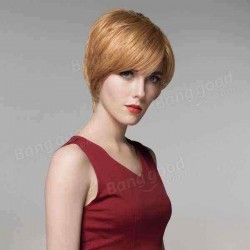 12 Colors Straight Short Side Bang Human Hair Wig Virgin Remy Mono Top Capless