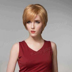 12 Colors Straight Short Side Bang Human Hair Wig Virgin Remy Mono Top Capless