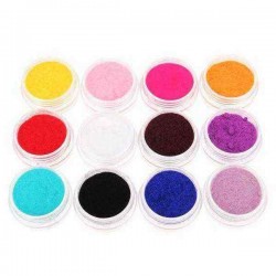 12 Colors Velvet Powder Dust Nail Art Tool Decoration Set