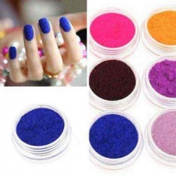 12 Colors Velvet Powder Dust Nail Art Tool Decoration Set