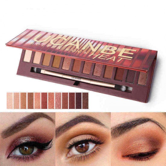 12 Colors Warm Brown Eye Shadow Palette Matte Shimmer Cosmetic