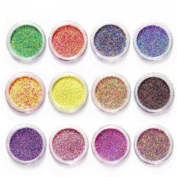12 Mixed Colors Gradient Color Nail Powder Dust Manicure Nails Lip DIY Design Decoration