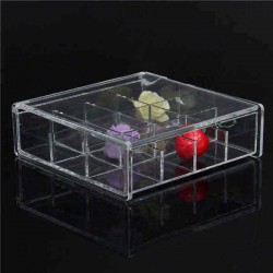 12 Square Lattice Acrylic Makeup Organizer Cosmetic Jewellery Nail Tips Display Clear Storage Case
