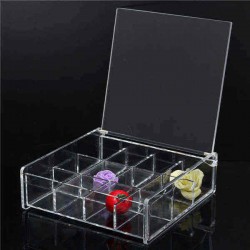 12 Square Lattice Acrylic Makeup Organizer Cosmetic Jewellery Nail Tips Display Clear Storage Case