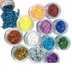 12 colors Hexagon Glitter powder1mm Set for 3D nail Art