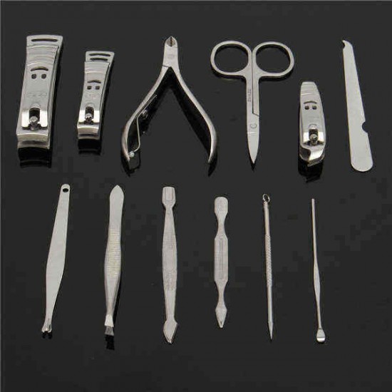 12pcs Stainless Steel Manicure Tools Set Travel Nail Nipper File Clipper Tweezers Eyebrow Scissors 12pcs Stainless Steel Manicure Tools Set Travel Nail Nipper File Clipper Tweezers Eyebrow Scissors
