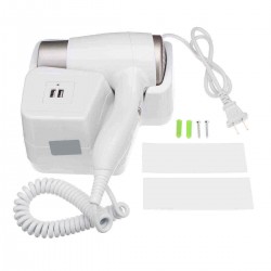 1300W Wall Mounted Hair Dryer Household Hanging Holder Electric Blower Hotel With USB Socket