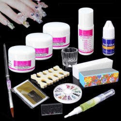 14 Acrylic Powder Nail Art Set False Nail Art Brushes Dispenser Sanding File