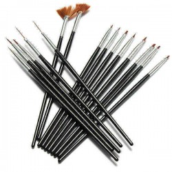 15 Cái Đen Nail Art Acrylic UV Gel Design Brush Set