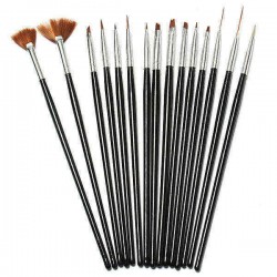 15 Cái Đen Nail Art Acrylic UV Gel Design Brush Set