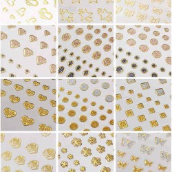 15 Style Glitter Golden Water Nail Art Transfer Sticker Nail Art Tips