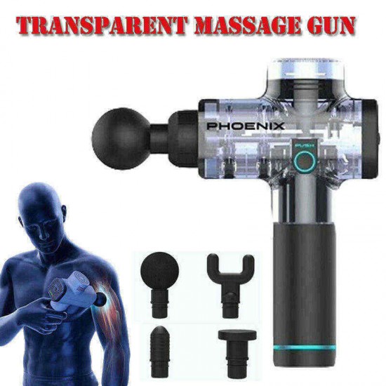 1500mAh 100~240V Electric Massager With 4 Heads Percussive Vibration Muscle Therapy Massage G-un Athlete Sports Vibrating Relax