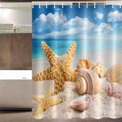 150cmx180cm Digital Printing Beach Starfish Waterproof Polyester Shower Curtain