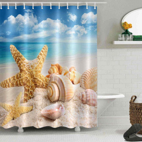 150cmx180cm Digital Printing Beach Starfish Waterproof Polyester Shower Curtain