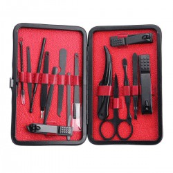 15PCS Nail Tools Nail Clippers Skin Shovel Scraper Eyebrow Scissors Tweezer Manicure Grooming Kit Set