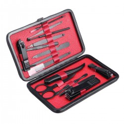15PCS Nail Tools Nail Clippers Skin Shovel Scraper Eyebrow Scissors Tweezer Manicure Grooming Kit Set