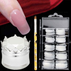 15ml Nail Poly Gel Quick Builder Extension UV Gel Brush With 100Pcs False Tips Kit