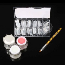 15ml Nail Poly Gel Quick Builder Extension UV Gel Brush With 100Pcs False Tips Kit