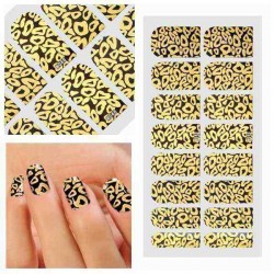 16 PCS Leopard Zebra Nail Art Polish Metal Full Stickers