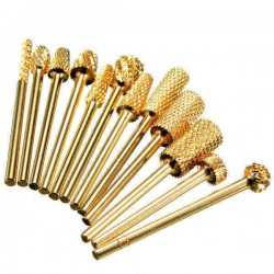 1Pcs Pro Gold Aluminium Electric Carbide Grinding Head Manicure Nail Drill File Bit