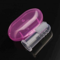 1Pcs Useful Healthy Kids Baby Infant Soft Silicone Finger Toothbrush Teeth Rubber Massager Brush wit