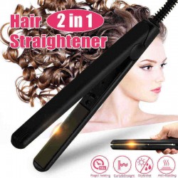 2 IN 1 Professional Steam Flat Hair Straightener & Hair Curler Curling Iron