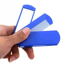2 In 1 Foldable Mirror Comb Plastic Beard Hair Brush Travel Pocket Comb Makeup