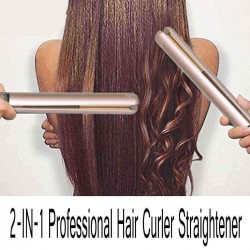 2 In 1 Professional Hair Curler Straightener Rotating Anti-Winding Fast Heating Tourmaline Ceramic Iron Hair Styling Tool Set