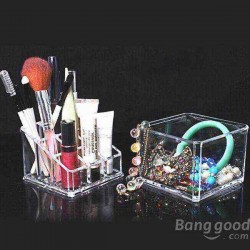 2 Tiers Acrylic Clear Cosmetic Container Makeup Storage Organizer