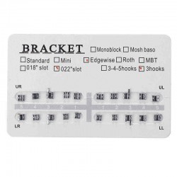 200Pcs/10Packs Mini Metal Dental Orthodontic Brackets 3 Hooks 022" Slot Edgewise Tools