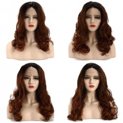 22" Lace Front Wigs Gold Ombre Bob Two Tone Wave Wig Baby Hair Pre Plucked