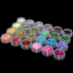 24 Colors Nail Art Acrylic Glitter Powder Dust Tips Body Face Decoration Tool