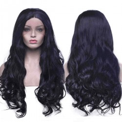 24'' Long Lace Front Wigs Ombre Synthetic Hair Wig Ombre Human Body Wave Wigs Silver Grey Pink Purple