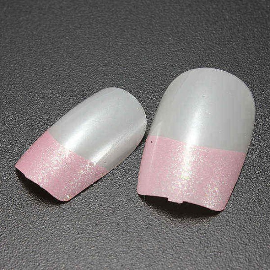 24 pcs 3D French Acrylic Glitter False Nail Full Tips 10 Style