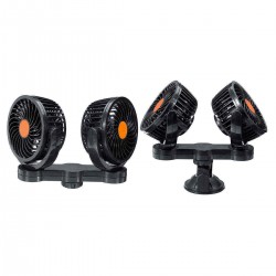 24V Mini Car Air Cooling Fan 360 Degree Rotating Dual Head Stepless Speeds Low Noise Car Fan