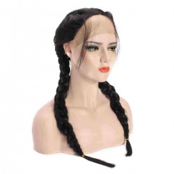 26'' Deep Straight Braided Lace Front Human Hair Wig