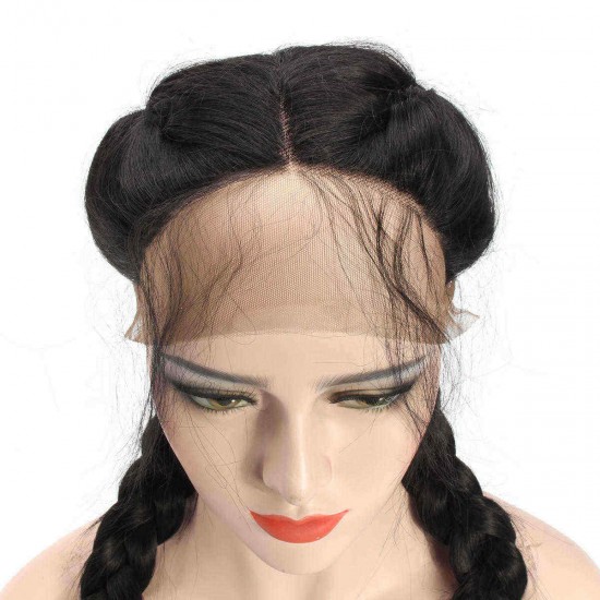 26'' Deep Straight Braided Lace Front Human Hair Wig