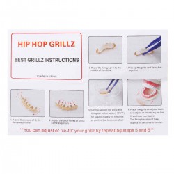 2Pcs Gold Silver Plated Custom Teeth Grill 8 Tooth Hip Hop Top & Bottom Teeth Grill Removable Mouth Grillz set