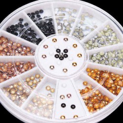 2mm 6 Colors Round Alloy Nail Art Decoration Wheel