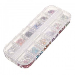 2mm Acrylic Rhinestone 12 Grid Case Nail Art Tips Decoration