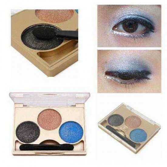 3 Colors Smokey Eye Shadow Palette Kit Glitter Shimmer Eyeshadow Gold Eyes Makeup Set 3 Colors Smokey Eye Shadow Palette Kit Glitter Shimmer Eyeshadow Gold Eyes Makeup Set