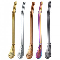 3 In1 Multi-function Environment-friendly Lightweight Stainless Steel Metal Drinking Straw Reusable Straws Drinking Tea Yerba Mate Straw Gourd Bombilla Filter Spoon Straws