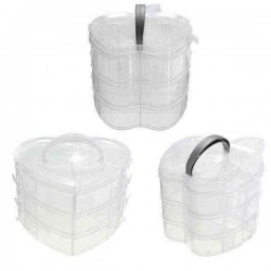 3 Layers Portable Clear Plastic Case Makeup Organizer Nail Decoration Storage