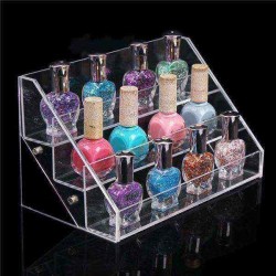 3 Tiers Transparant Acrylic Nail Polish Display Stand Rack Makeup Organizer