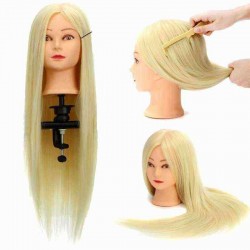 30% Real Human Hair Training Head Salon Hairdressing Cut Mannequin With Clamp