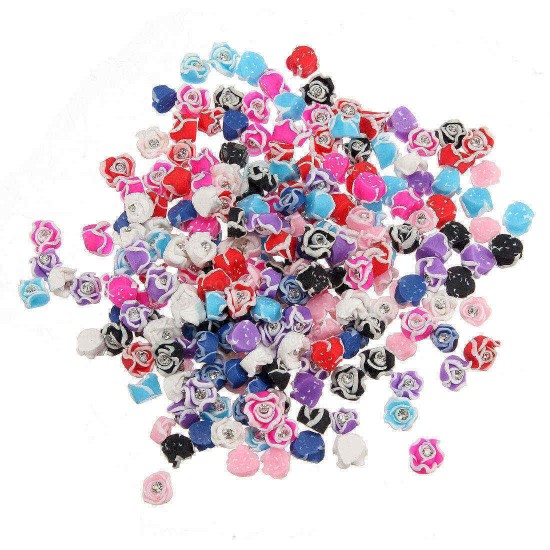 30pcs 3D Ceramic Rhinestone Rose Flower Nail Art Decorations