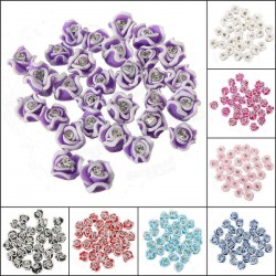 30pcs 3D Ceramic Rhinestone Rose Flower Nail Art Decorations