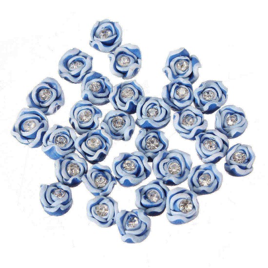 30pcs 3D Ceramic Rhinestone Rose Flower Nail Art Decorations