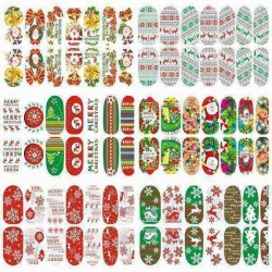 3D Christmas Elk Snowflake Luminous Nail Full Stickers