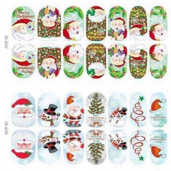 3D Christmas Tree Santa Claus Luminous Nail Full Stickers